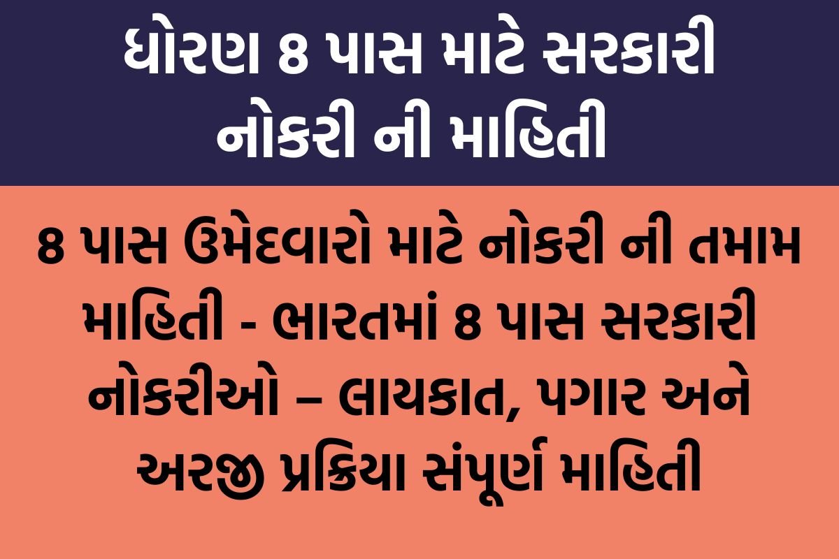 8 પાસ સરકારી નોકરી